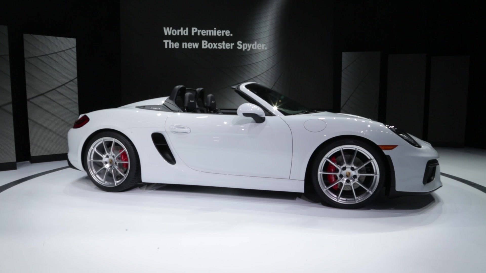 The 2016 Porsche Boxster Spyder unveiled at the 2015 New York International Auto Show