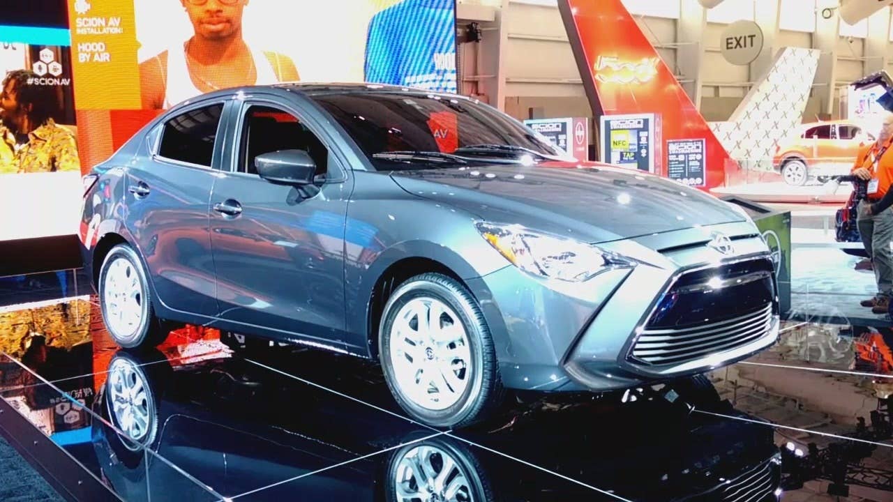 The 2016 Scion iA at the 2015 New York International Auto Show