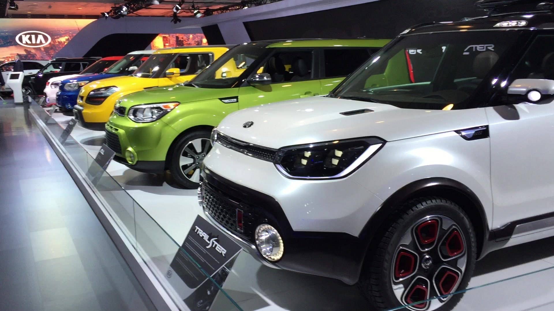 Kia brought along a huge number of Soul concept and production models, to enhance its display at the 2015 New York Auto Show.
