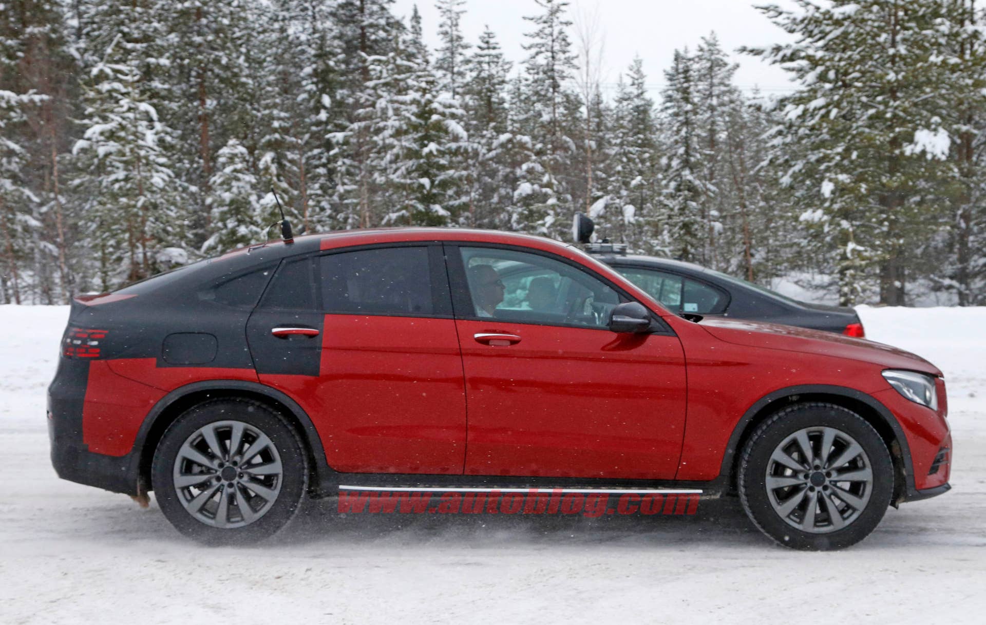 Mercedes-Benz GLC Coupe red prototype profile