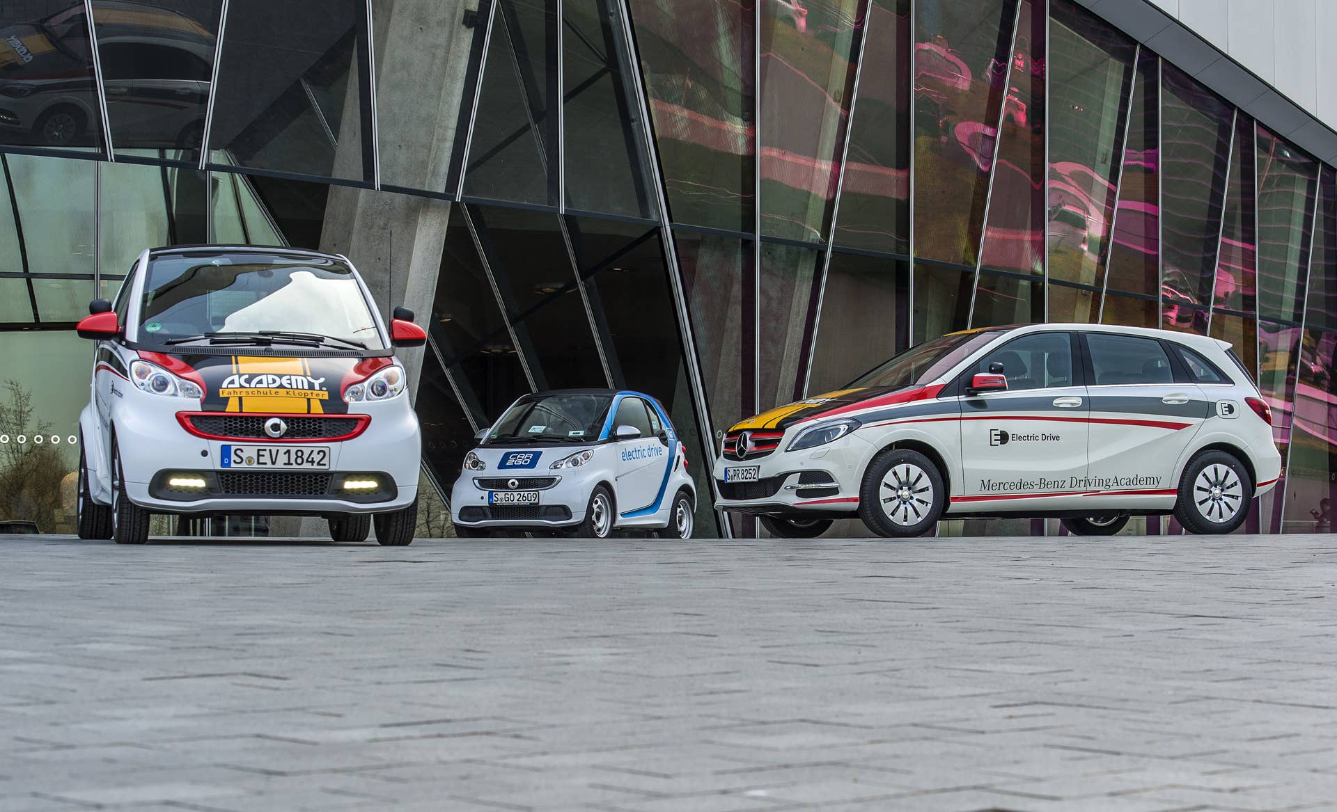 Mercedes-Benz B-Class Electric Drive and smart fortwo electric drive driving school EVs