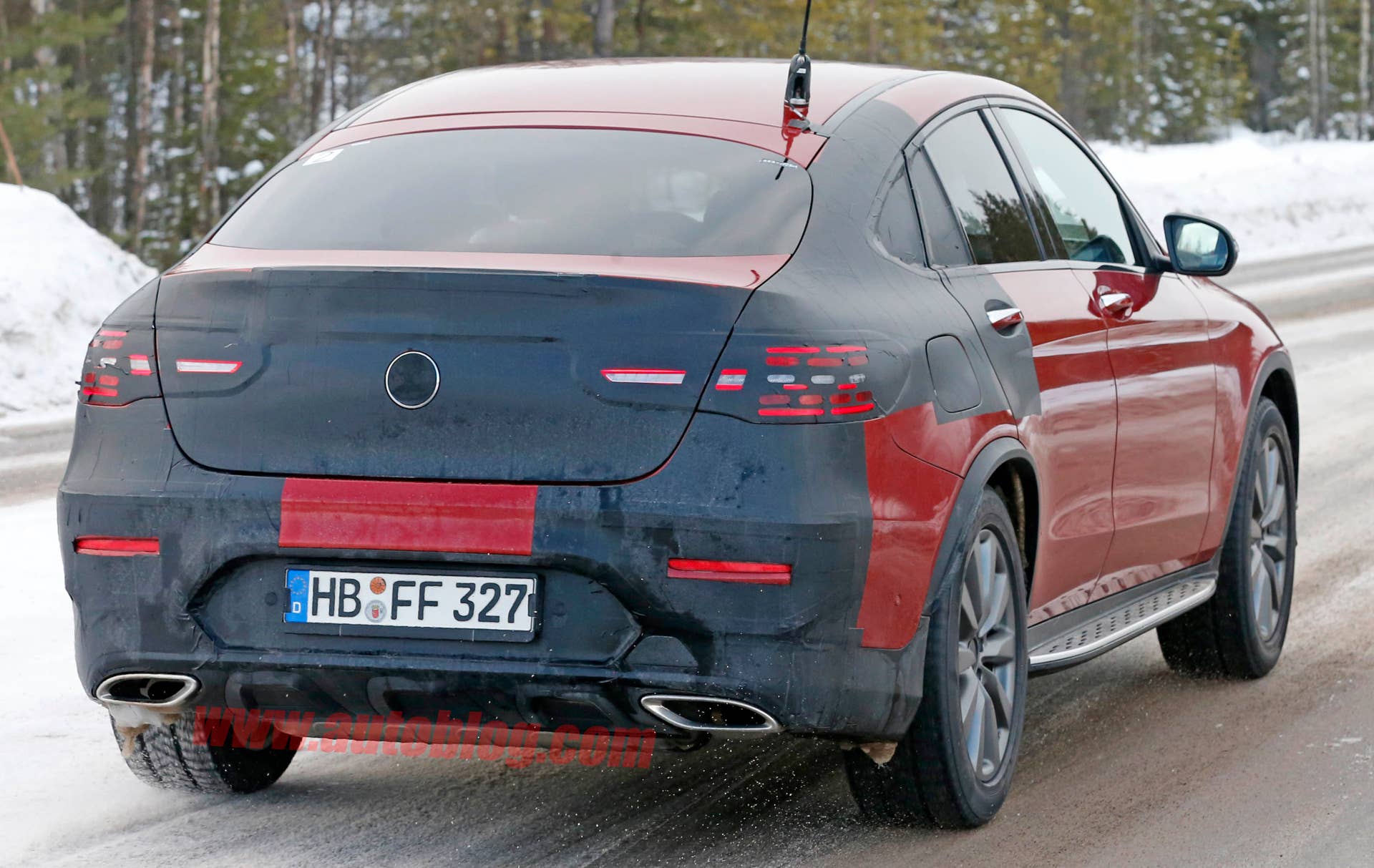 2017 Mercedes GLC Coupe red prototype rear 3/4