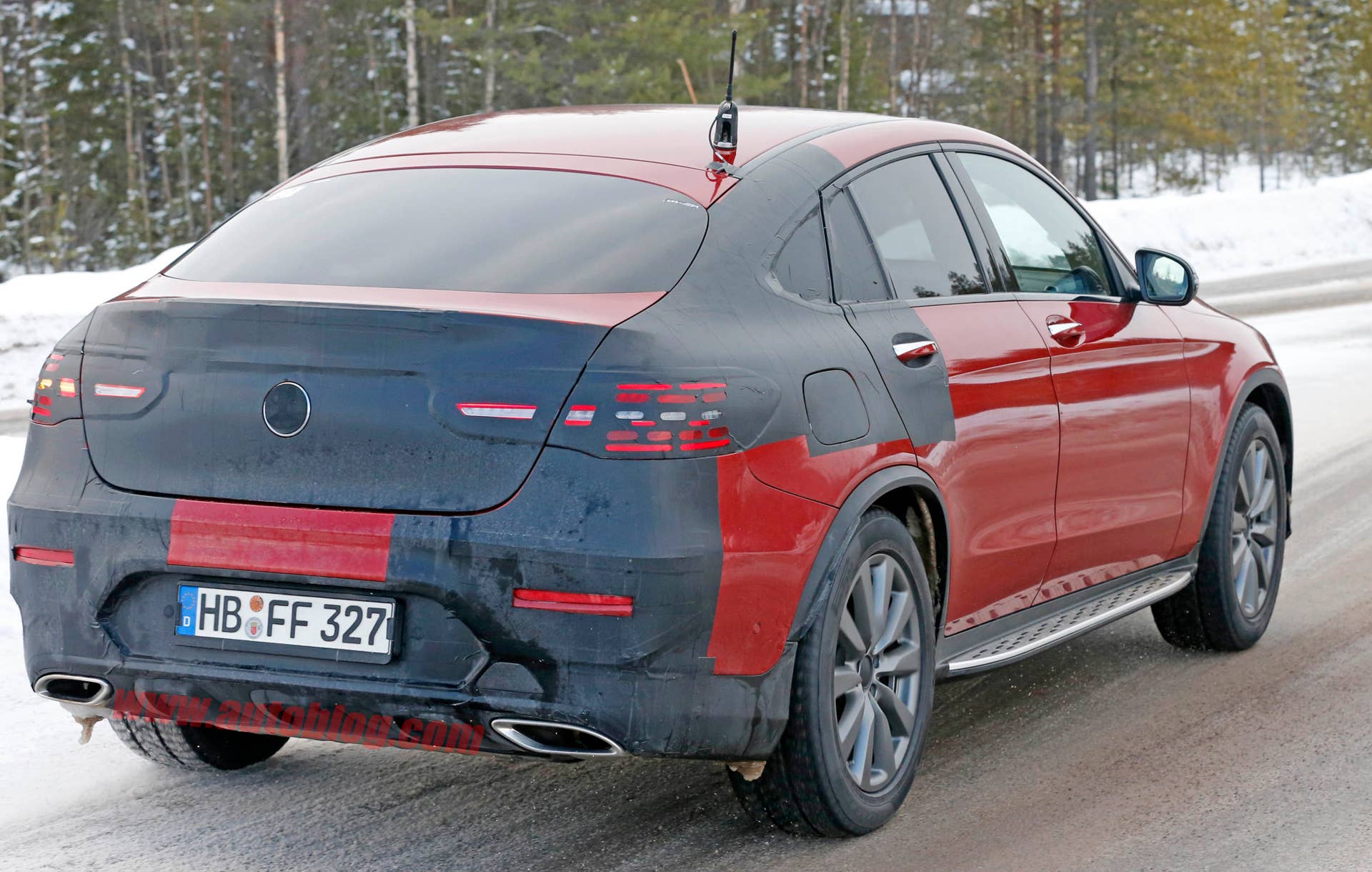 Mercedes GLC Coupe red prototype rear 3/4
