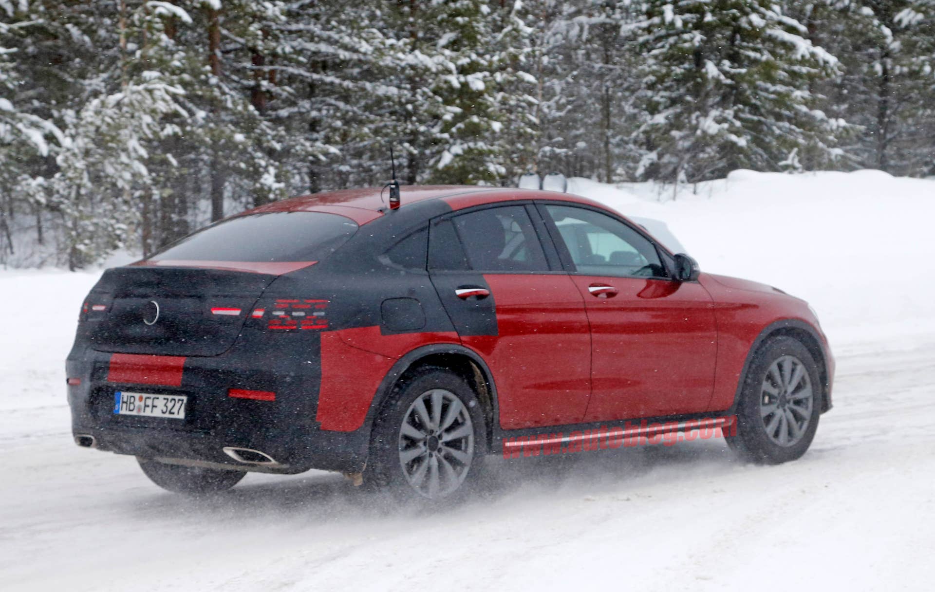 Mercedes-Benz GLC Coupe red prototype rear 3/4