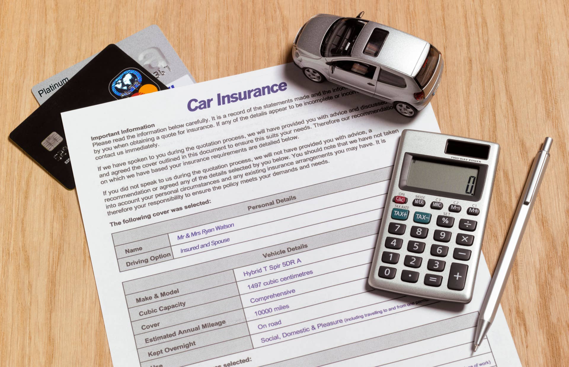 Car insurance paperwork
