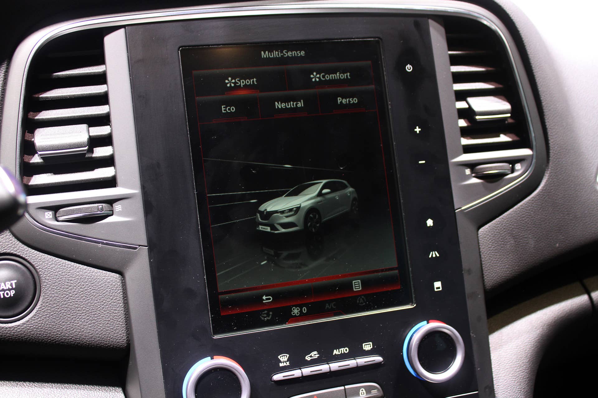 The 2016 Renault Megane, introduced at the 2015 Frankfurt Motor Show, the large touchscreen in the center console.