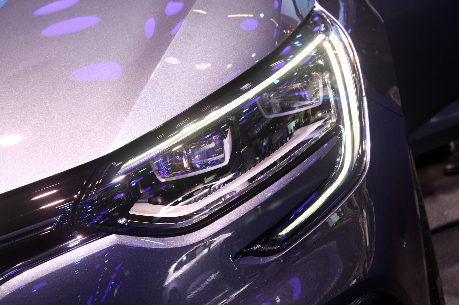 The 2016 Renault Megane, introduced at the 2015 Frankfurt Motor Show, headlight detail.