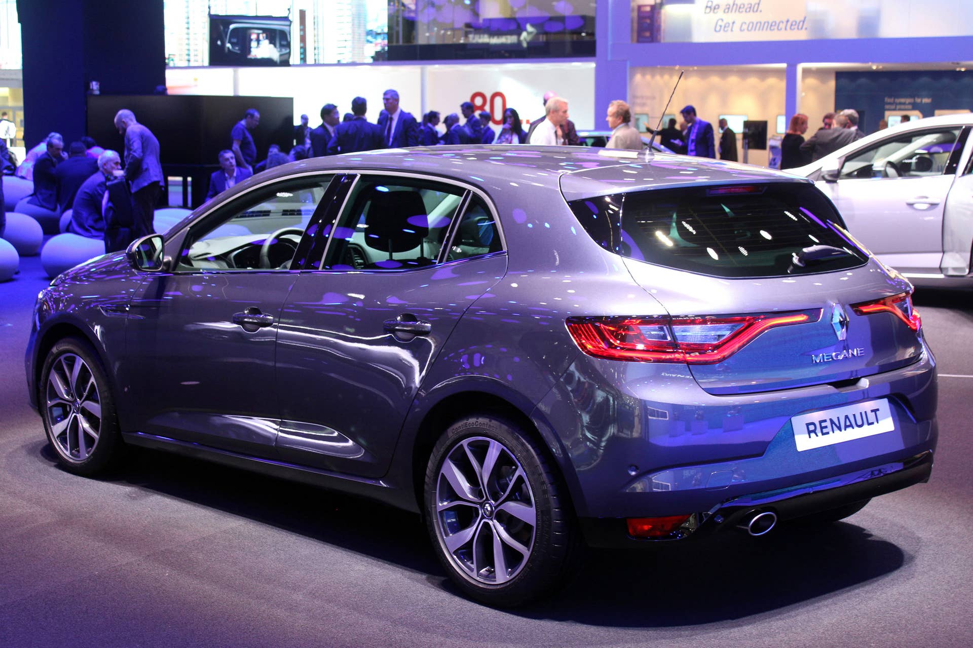 The 2016 Renault Megane, introduced at the 2015 Frankfurt Motor Show, rear three-quarter.