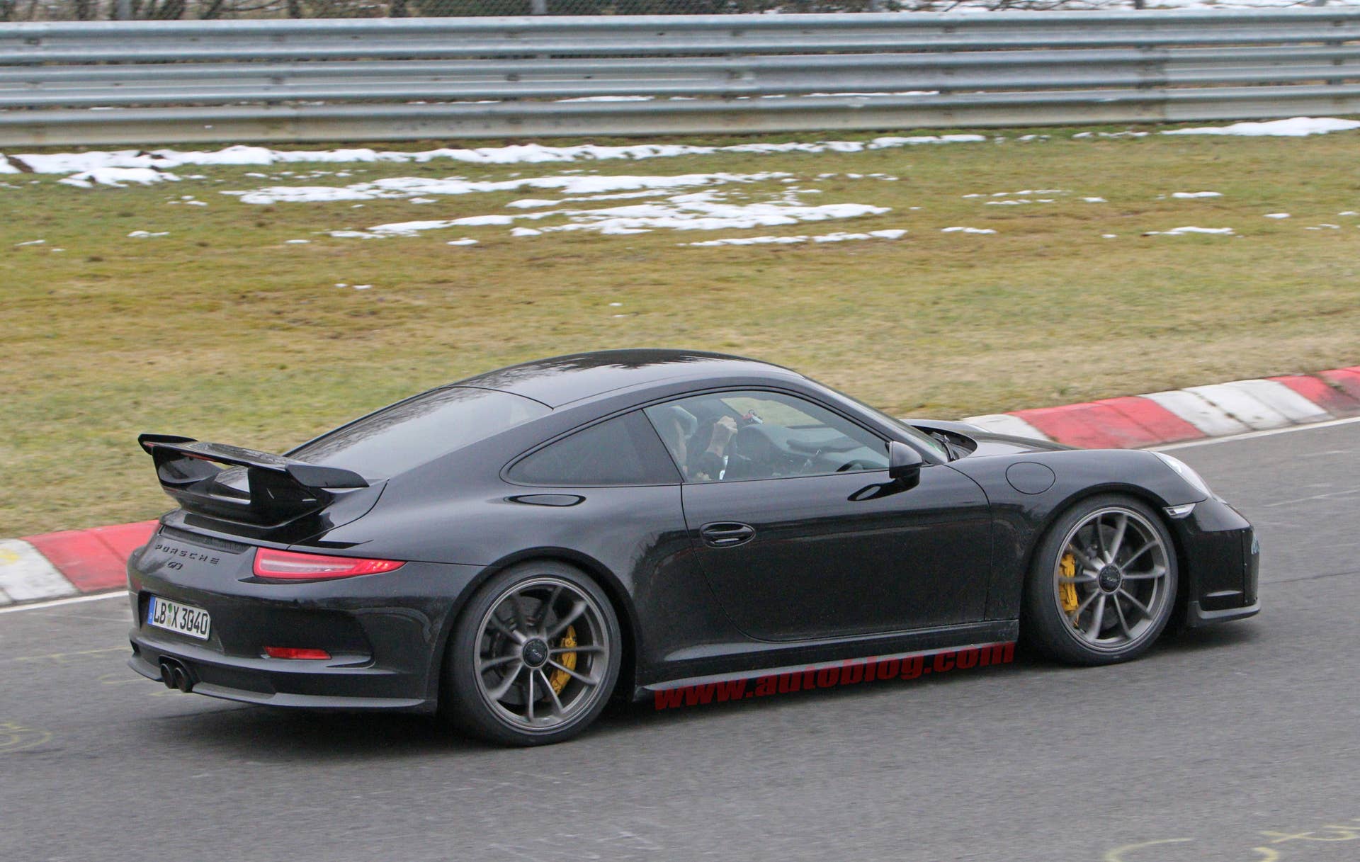 Porsche 911 GT3 prototype spied rear 3/4