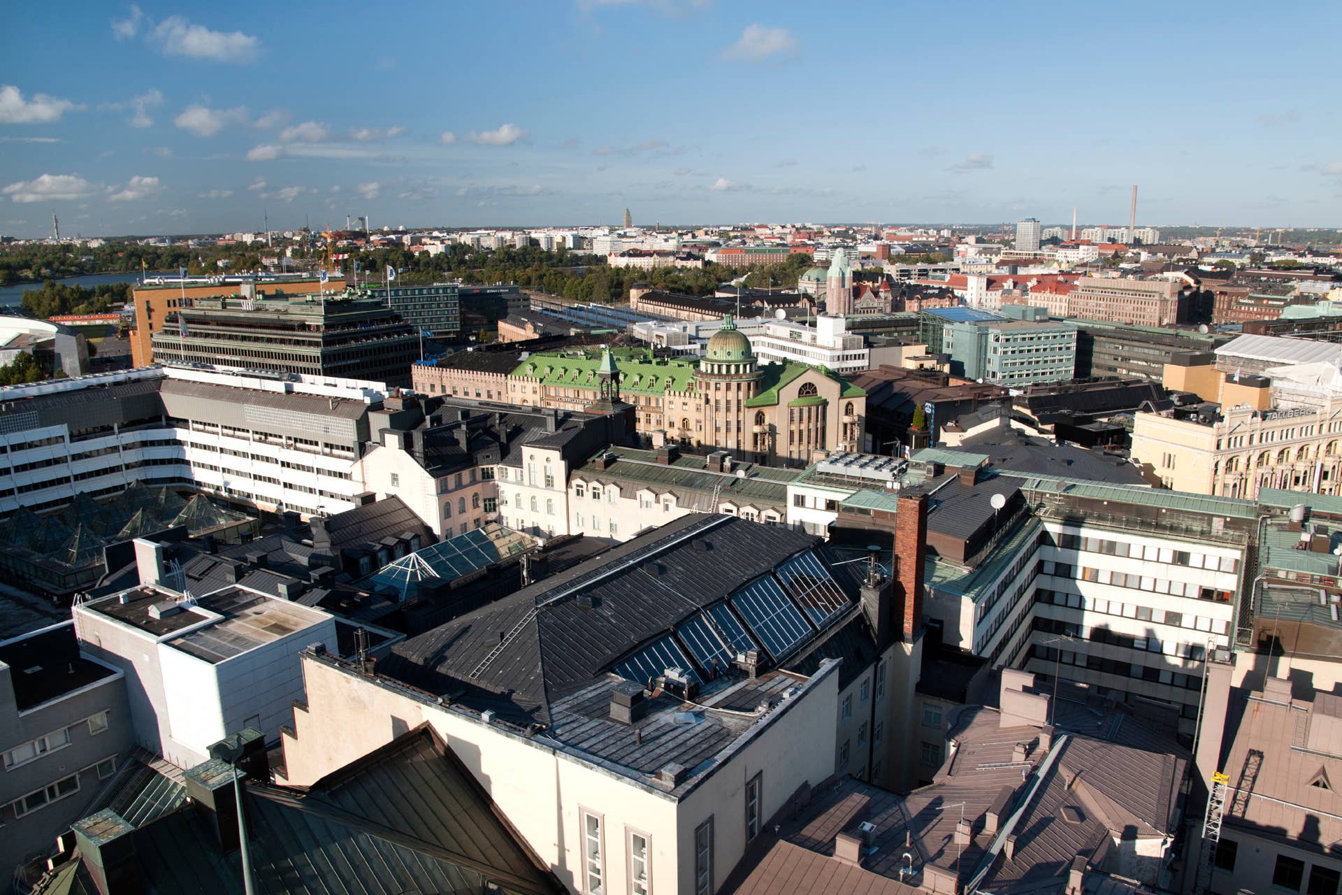 A view from the Torni Hotel over the rooftops of Helsinki. (Photo by: Loop Images/UIG via Getty Images)