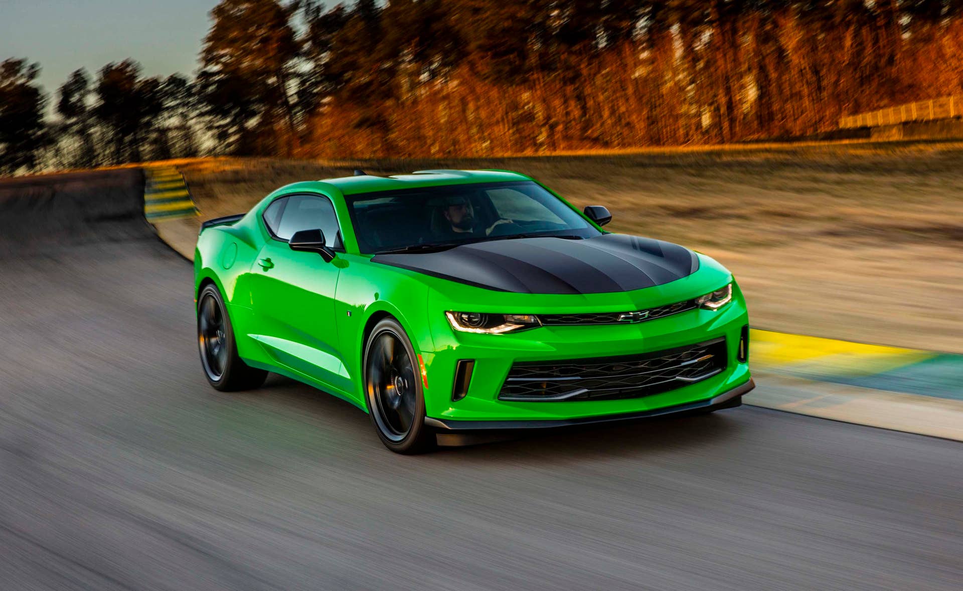 For the first time, the 2017 1LE performance package will be available on Camaro 1LT or 2LT coupes equipped with the 3.6L V6. Featuring more aggressive suspension tuning, standard Brembo brakes and Goodyear Eagle F1 tires, the LT 1LE delivers an estimated 0.97G in cornering grip. (Vehicle shown with optional black Chevrolet bowtie accessory and concept color.)