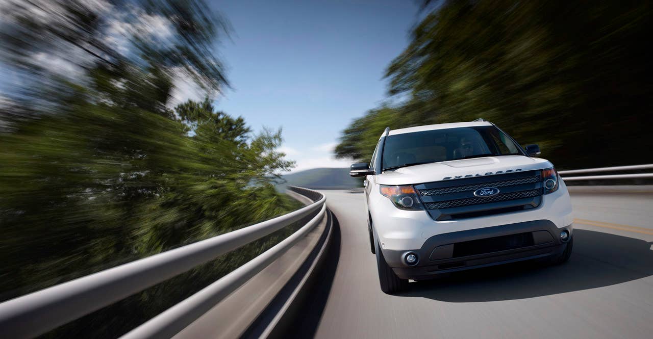 2013 Ford Explorer Sport: The first-ever high-performance Explorer model features a 365-horsepower, 3.5-liter EcoBoost V6, structural chassis enhancements for improved dynamics, and sporty design cues. (03/28/12)