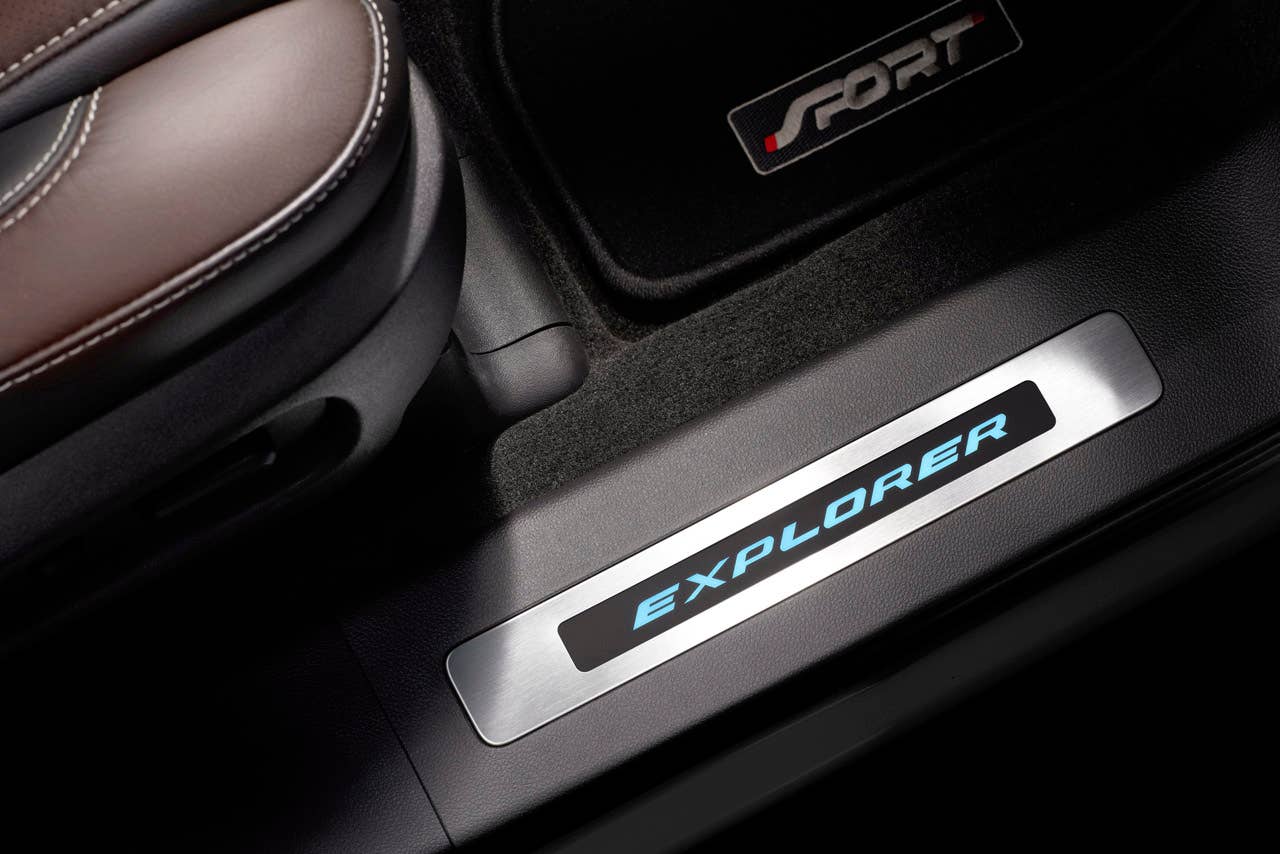 2013 Ford Explorer Sport: The new Explorer Sport features unique interior design cues and leather faced seats with contrast stitching, inspired by fashion accessories such as Prada handbags. (03/28/12)