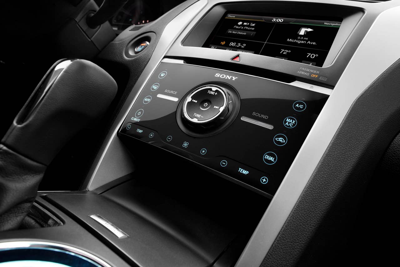 2013 Ford Explorer Sport: The new Explorer Sport features unique interior design cues and leather faced seats with contrast stitching, inspired by fashion accessories such as Prada handbags. (03/28/12)