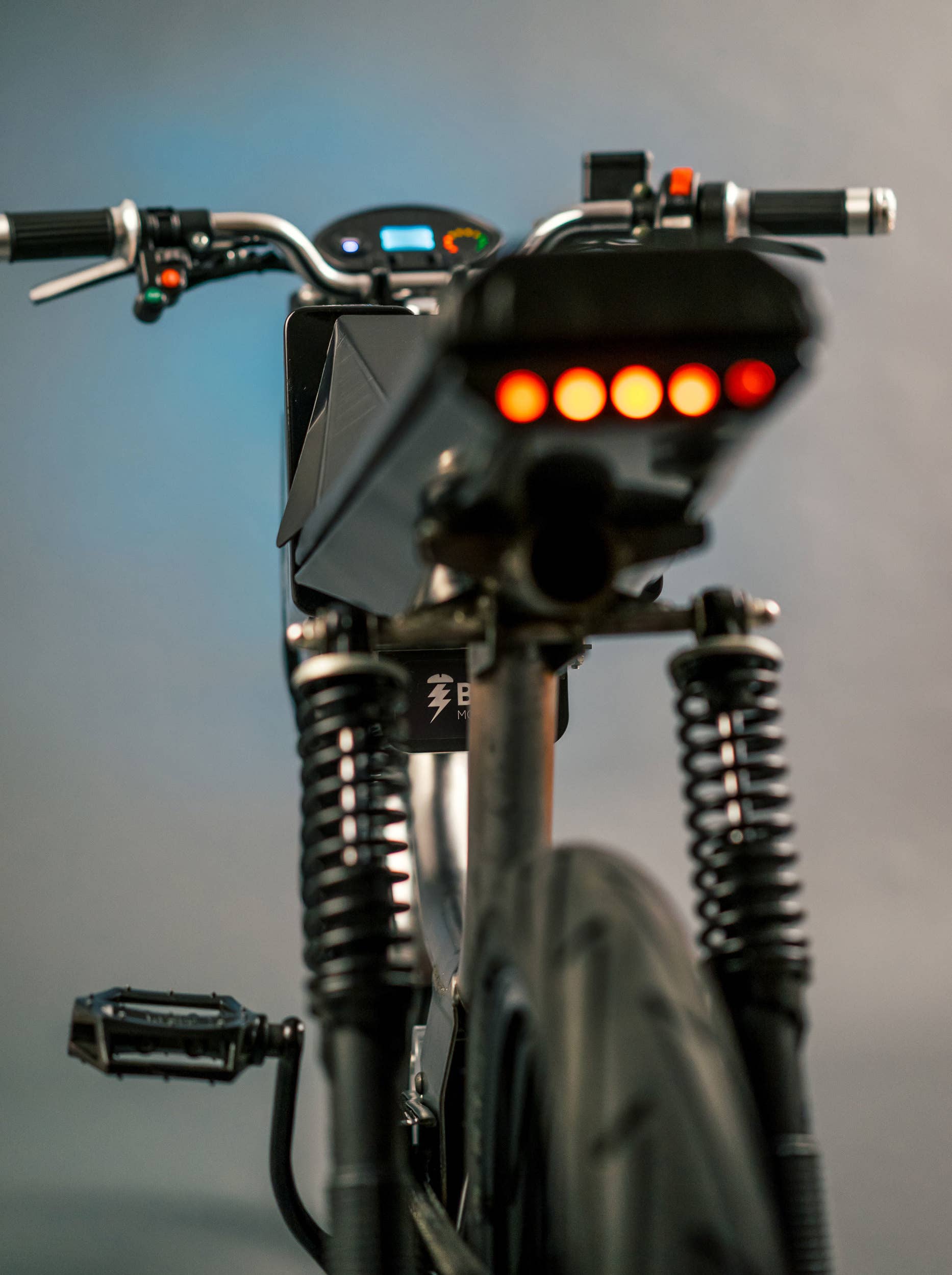 Bolt Motorbikes M-1 electric moped rear taillights in studio