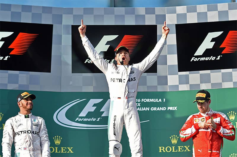 The podium at the 2016 Australian Grand Prix.