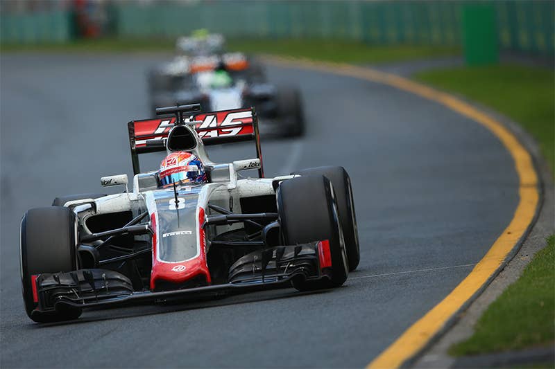Romain Grosjean with Haas F1 in the 2016 Australian F1 Grand Prix.