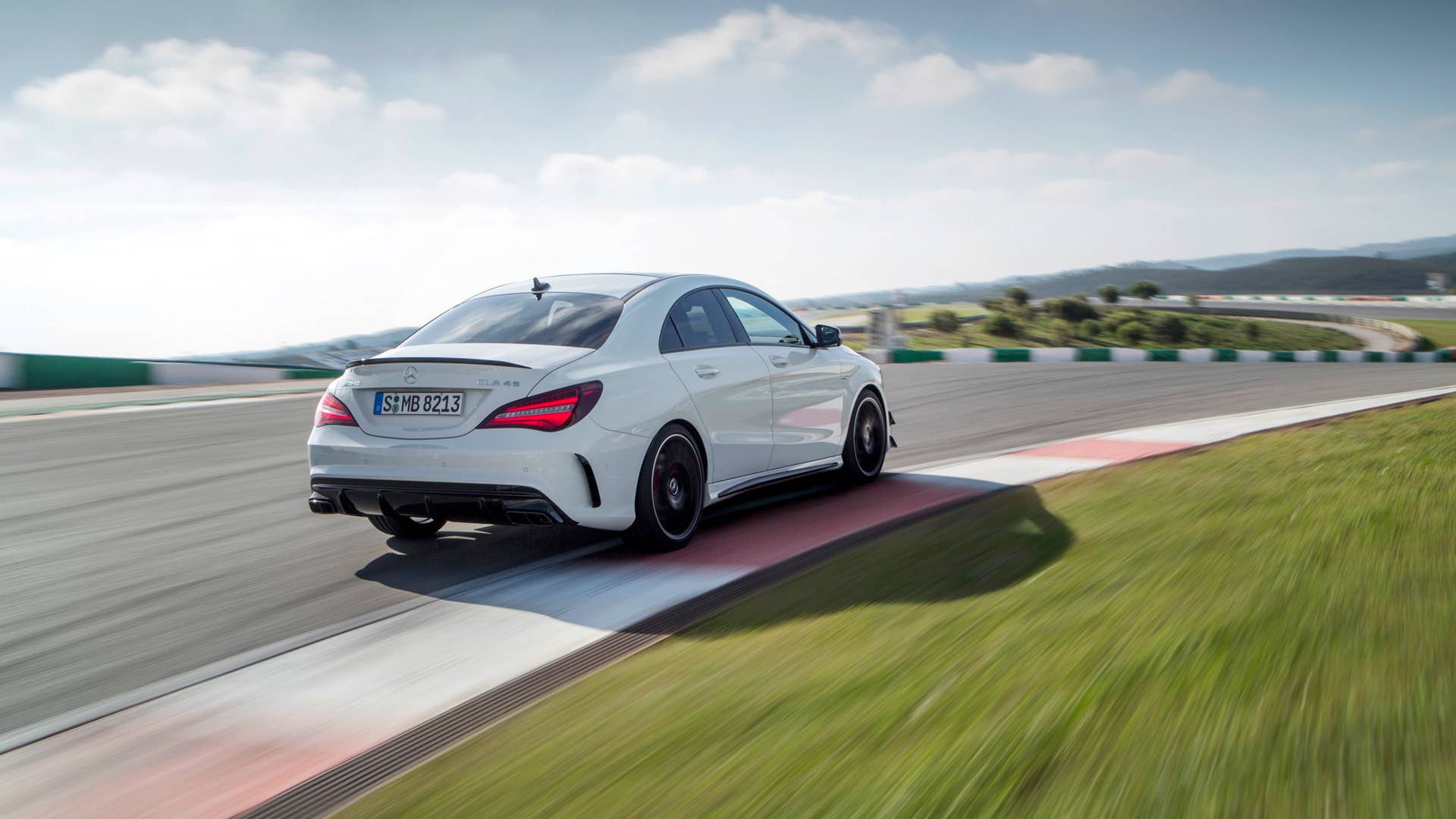 2017 mercedes cla45 amg rear three quarters