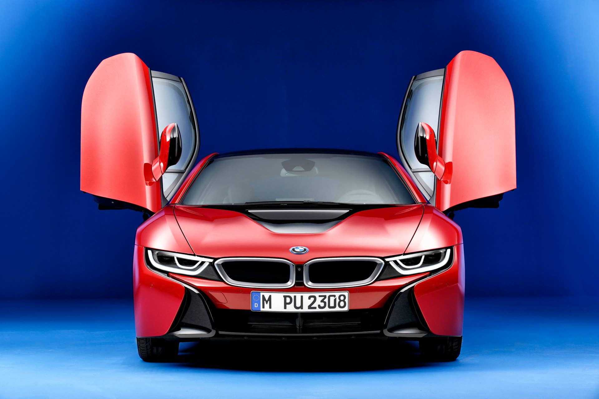 bmw i8 protonic red edition doors open