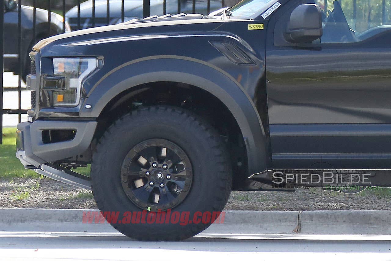 black 2017 ford f-150 raptor supercrew spy shot wheels