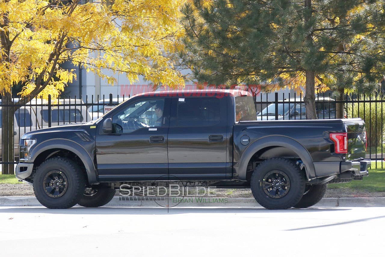 black 2017 ford f-150 raptor supercrew spy shot flares
