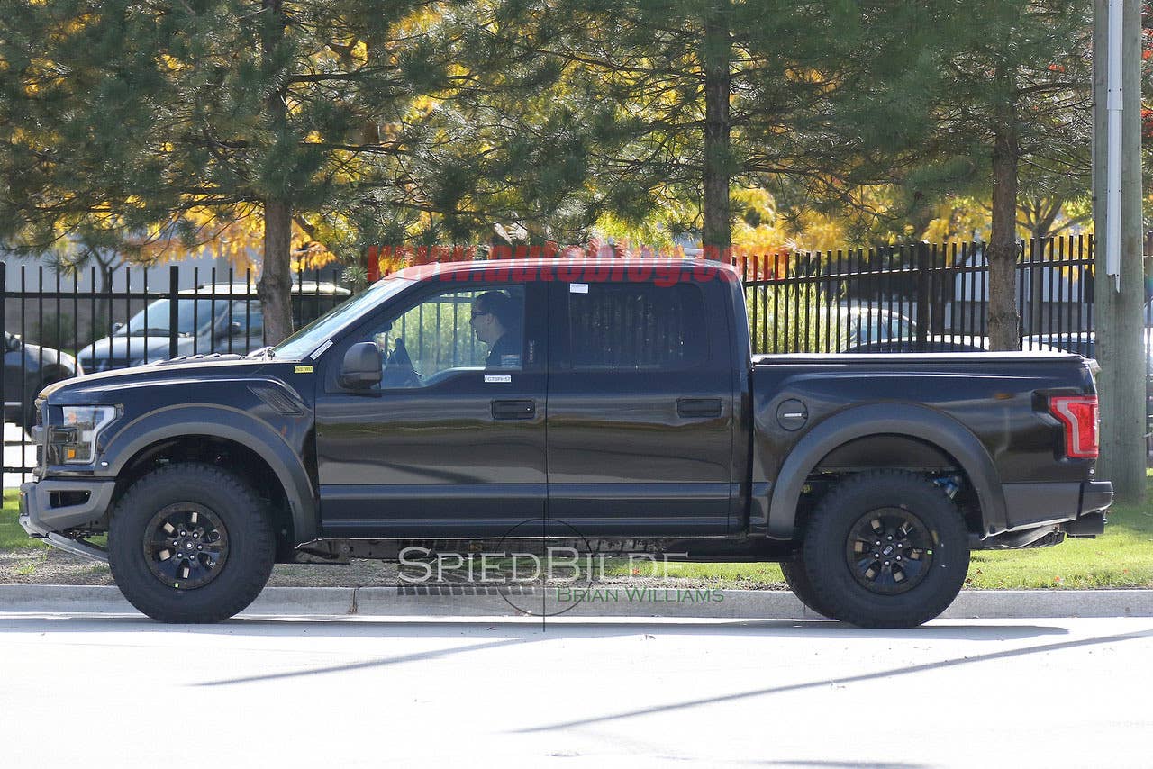 black 2017 ford f-150 raptor supercrew spy shot profile