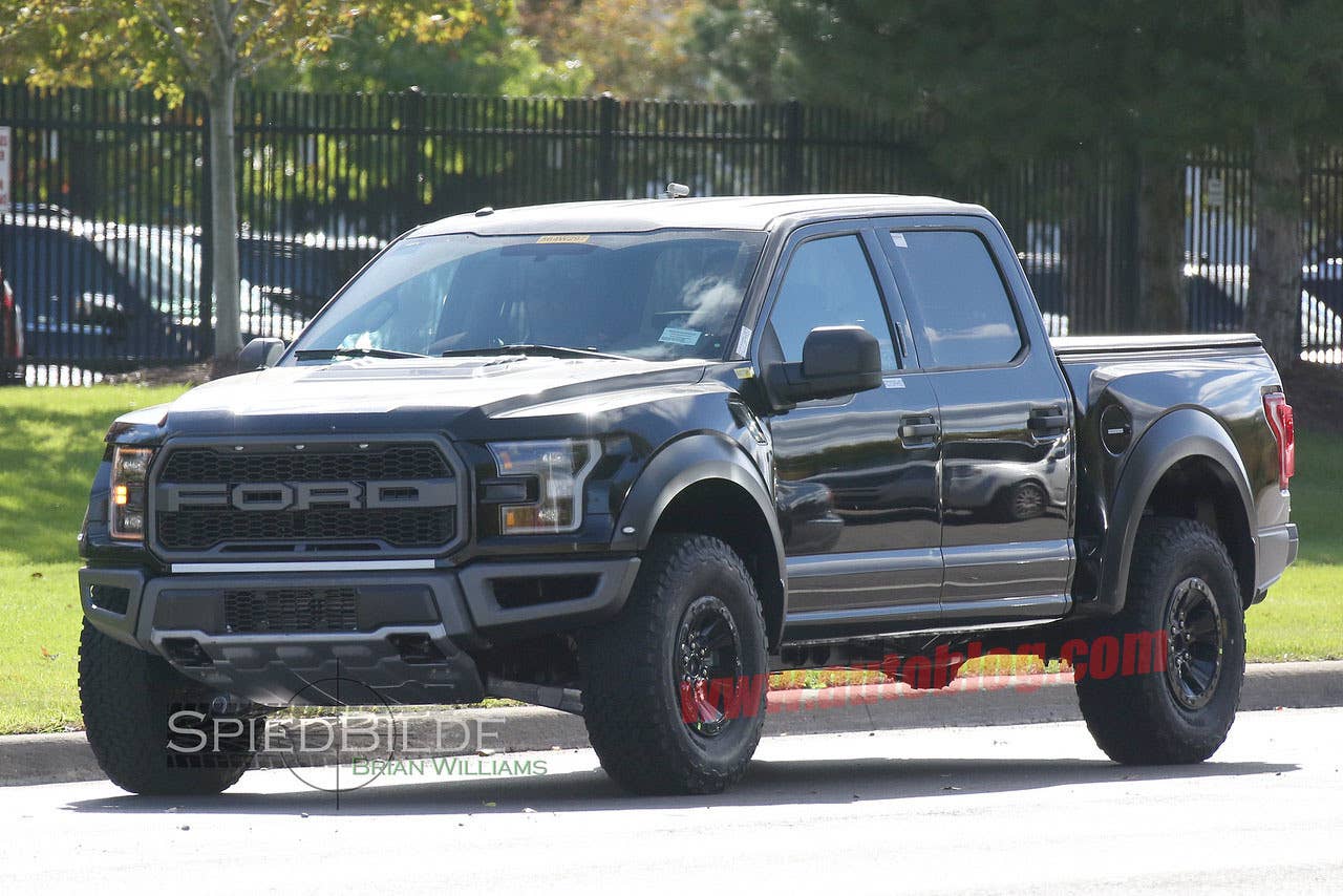 black 2017 ford f-150 raptor supercrew spy shot