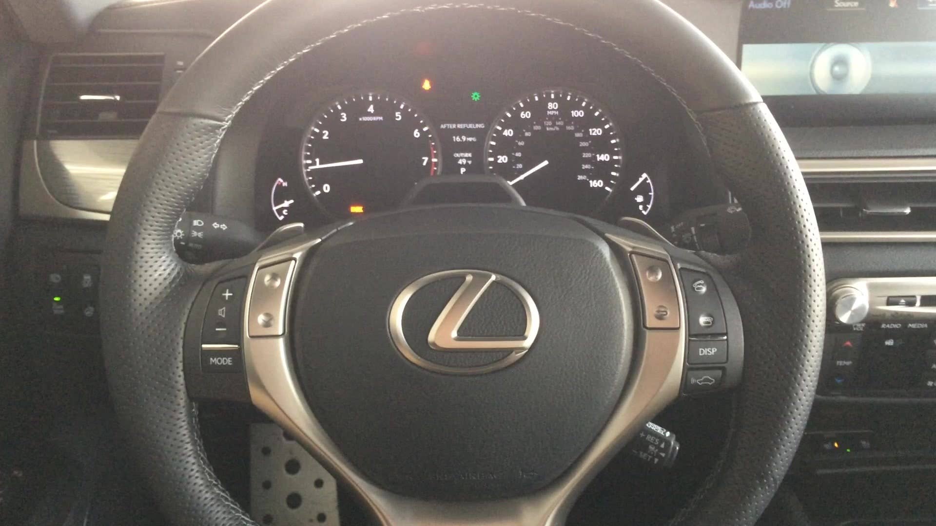 A quick look at the materials and features of the 2015 Lexus GS 350 steering wheel.