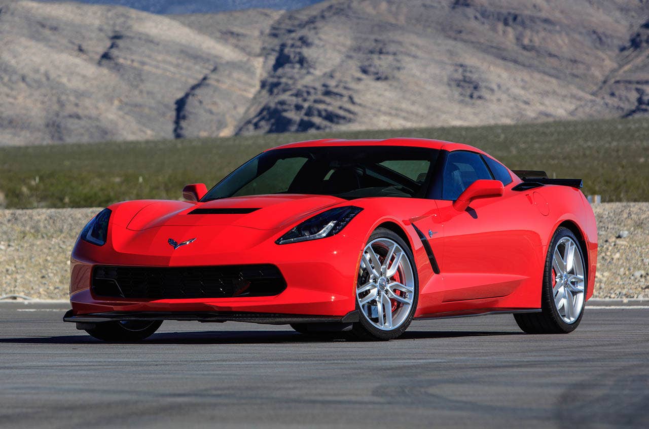 On Nov. 2, 2015, Chevrolet and drivers from the Ron Fellows Corvette high-performance driving school at the Spring Mountain track in Pahrump, Nev. demonstrated Stingray models enhanced with components from a new lineup of Z06-based performance parts. Theyâre designed for 2014+ Stingray models, including Z51-equipped cars. Most of the Z06 parts are offered as direct replacements for the Stingrayâs original parts.