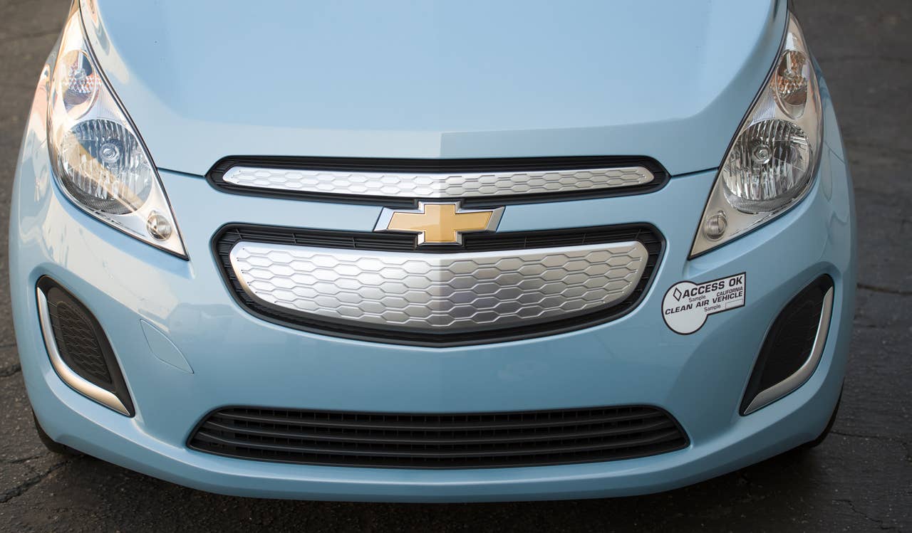 The 2014 Chevrolet Spark EV pure electric vehicle builds on Chevrolets proven electric motor and battery development programs. When it goes on sale next summer, the Spark EV will be eligible for coveted high-occupancy vehicle (HOV) lanes in California. The Spark EV is expected to have among the best EV battery range in its segment and will be priced under $25,000 with tax incentives. (Photo by Steve Fecht for Chevrolet)