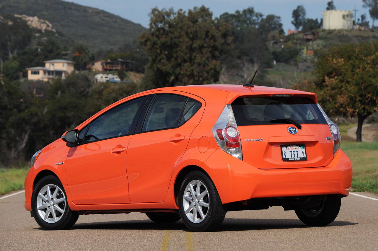 2012 Toyota Prius C rear 3/4 view