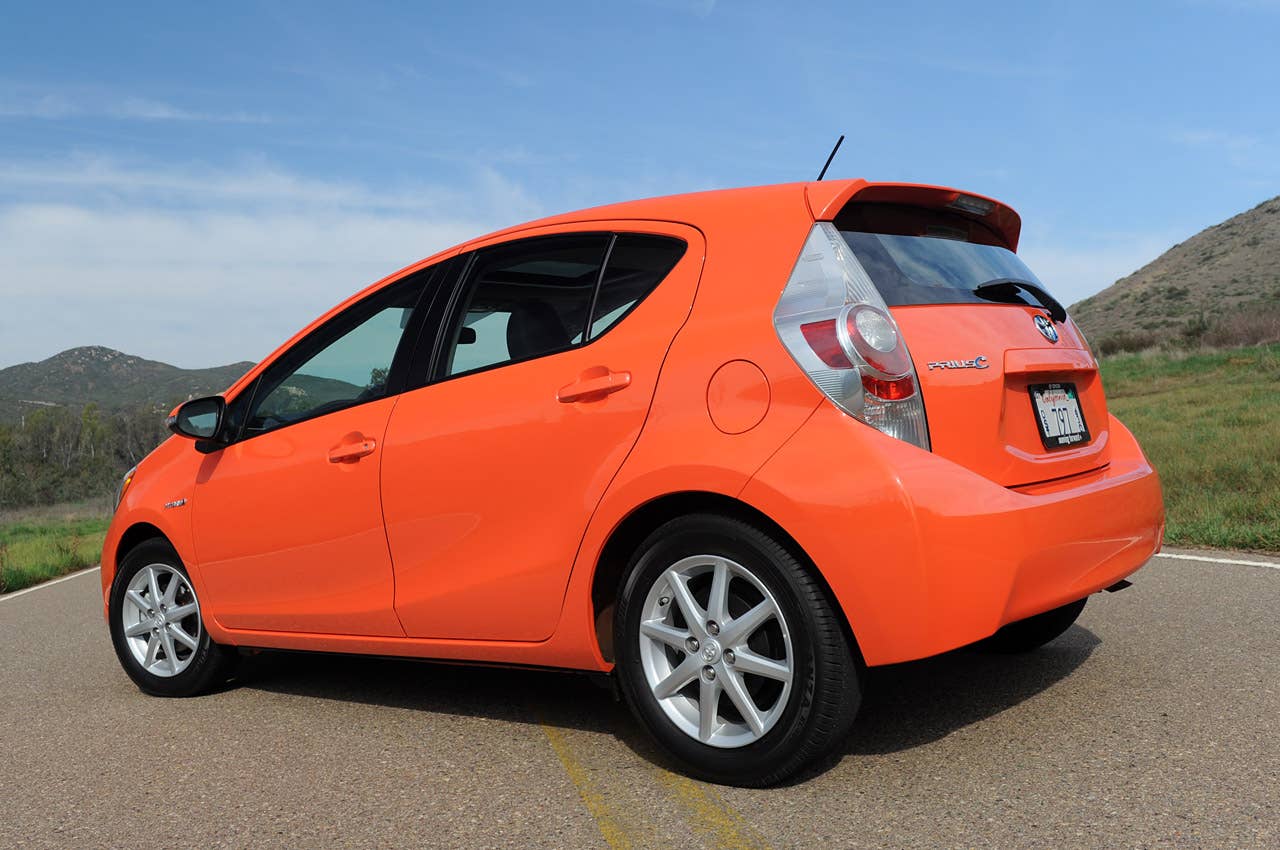 2012 Toyota Prius C rear 3/4 view
