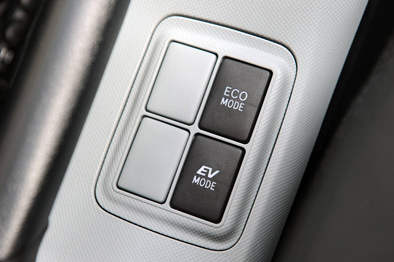 2012 Toyota Prius C ECO and EV mode buttons