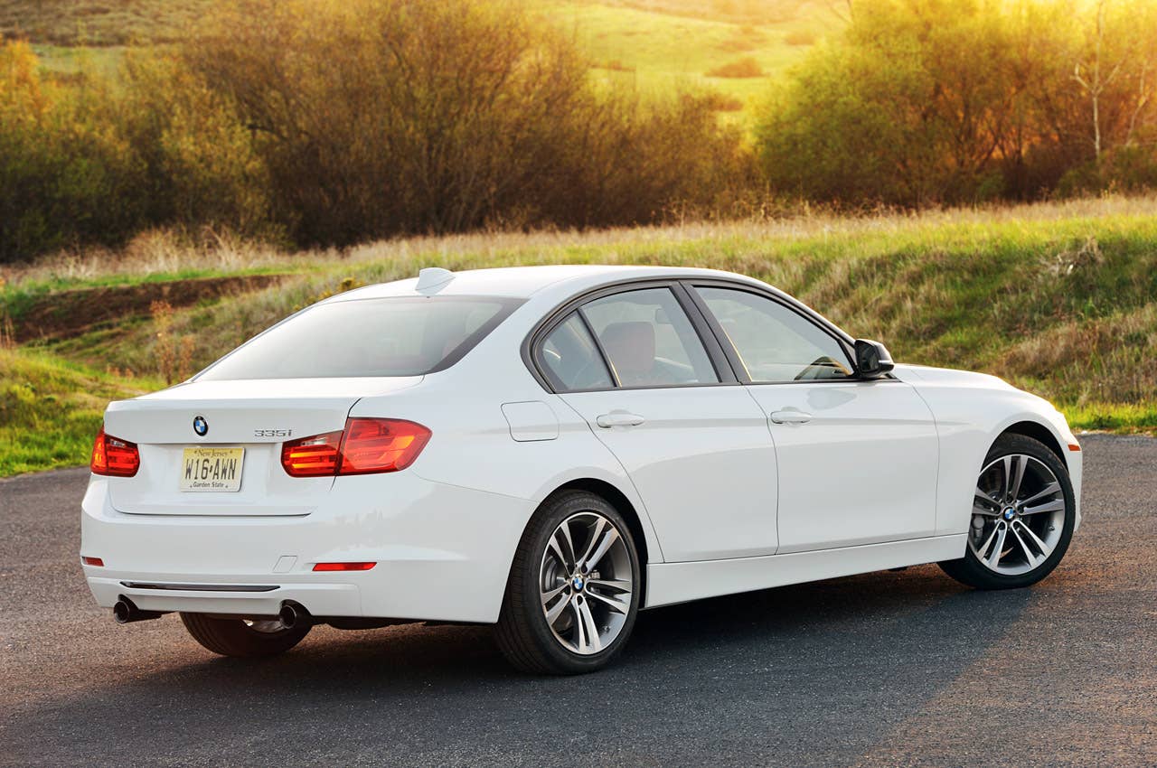 2012 BMW 335i rear 3/4 view