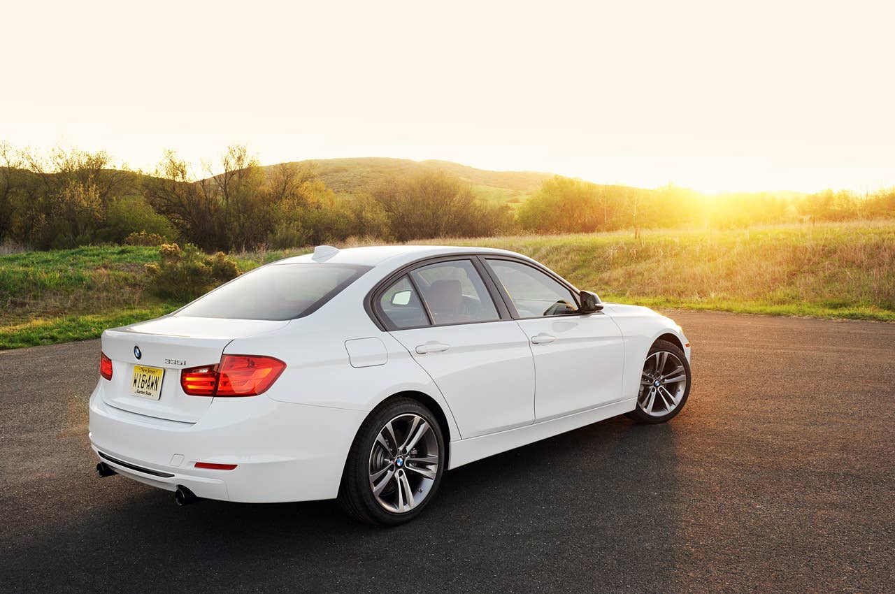 2012 BMW 335i rear 3/4 view