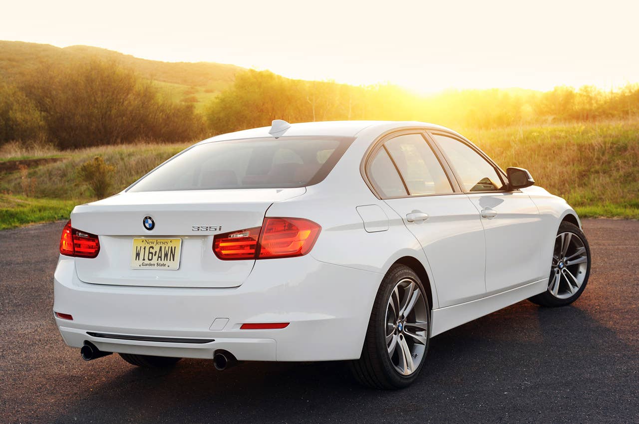 2012 BMW 335i rear 3/4 view