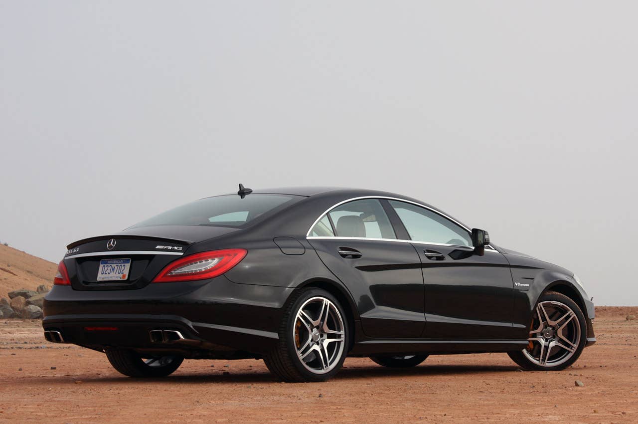 2012 Mercedes-Benz CLS63 AMG rear 3/4 view