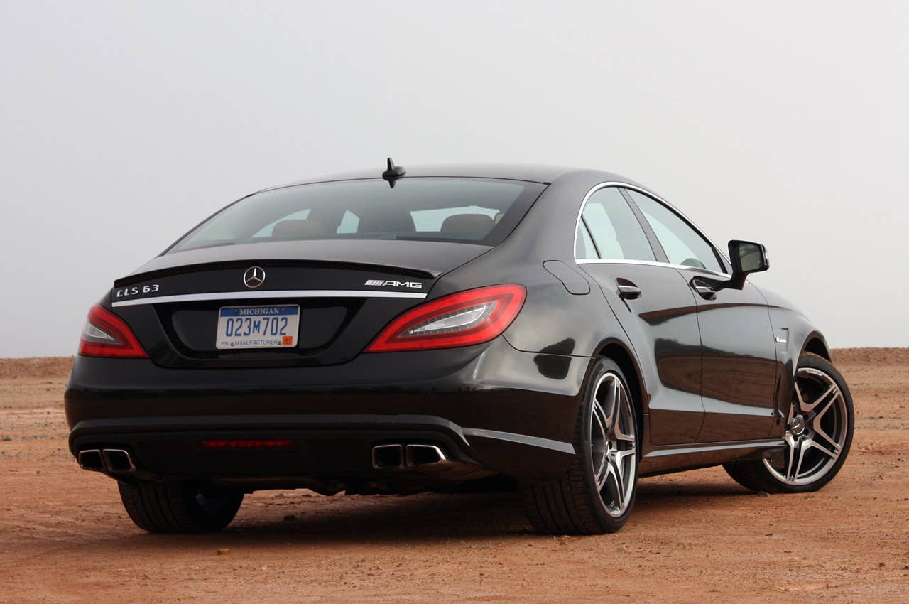 2012 Mercedes-Benz CLS63 AMG rear 3/4 view