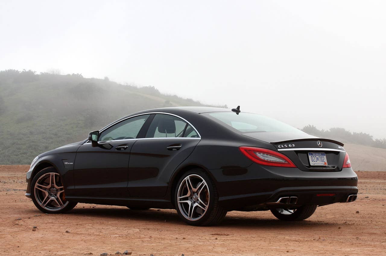 2012 Mercedes-Benz CLS63 AMG rear 3/4 view