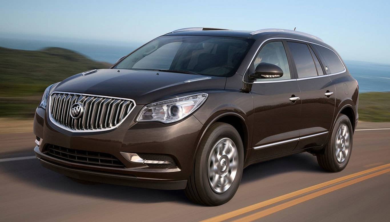 Sticker Price: $38,890 - $48,465 Invoice Price: $36,946 - $46,042 Fuel Economy: 17 mpg City, 24 mpg Highway  TheBuick Enclave is a solid seven- or eight-passenger luxury SUV with a spacious and comfortable interior, as well as a silky smooth ride. Consumer Reports picked it as the top American luxury SUV because of its luxurious driving demeanor and excellent safety features. To be frank, its American competition isn't very good, which helps its rating.  Research the Buick Enclave Buick Enclave Overview Buick Enclave Photos & Video Buick Enclave Local Dealer Price Quote