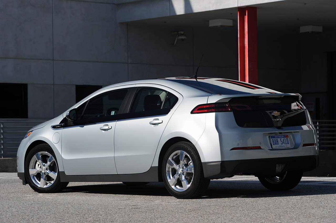 2011 Chevrolet Volt rear 3/4 view