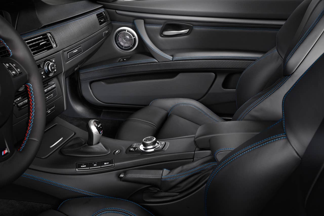 2013 BMW M3 Coupe Frozen Limited Edition seat detail in blue