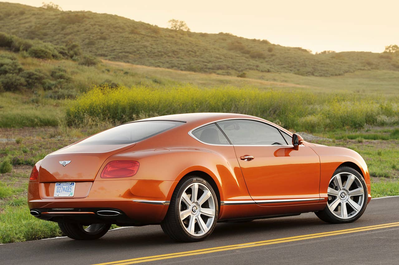 2011 Bentley Continental GT rear 3/4 view