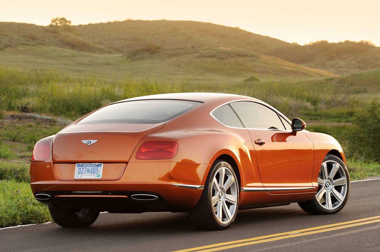 2011 Bentley Continental GT rear 3/4 view