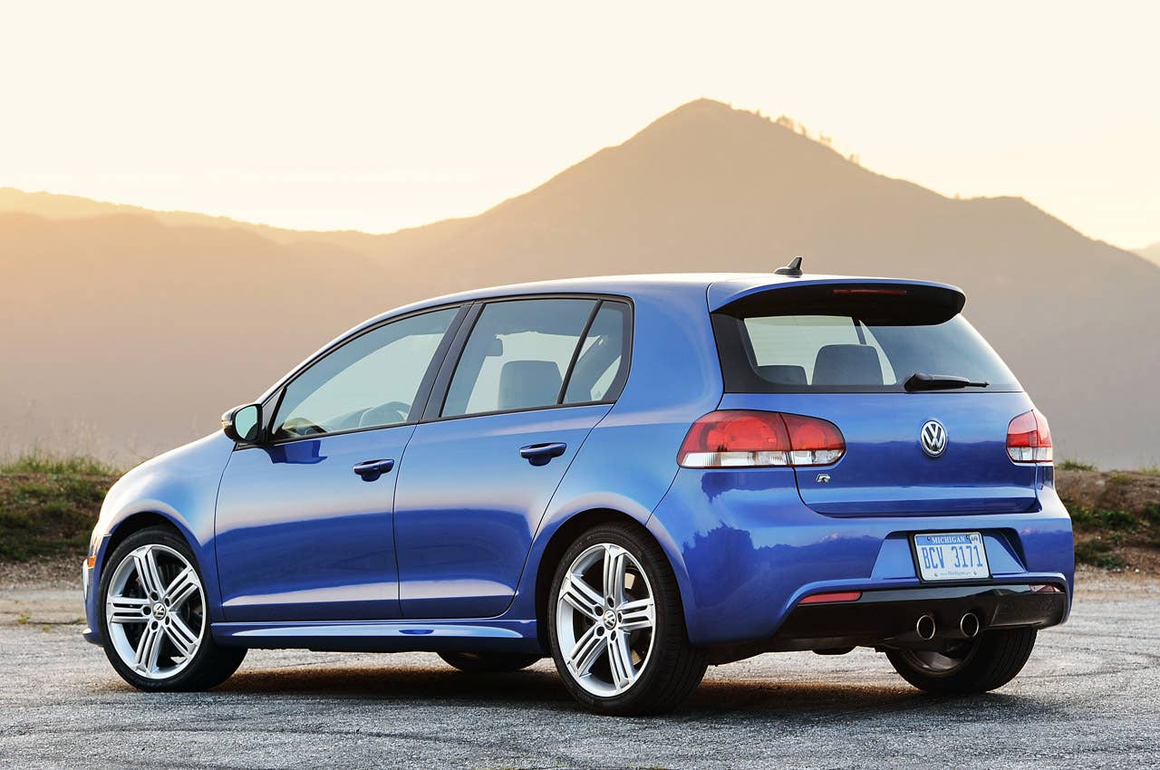 2012 Volkswagen Golf R rear 3/4 view