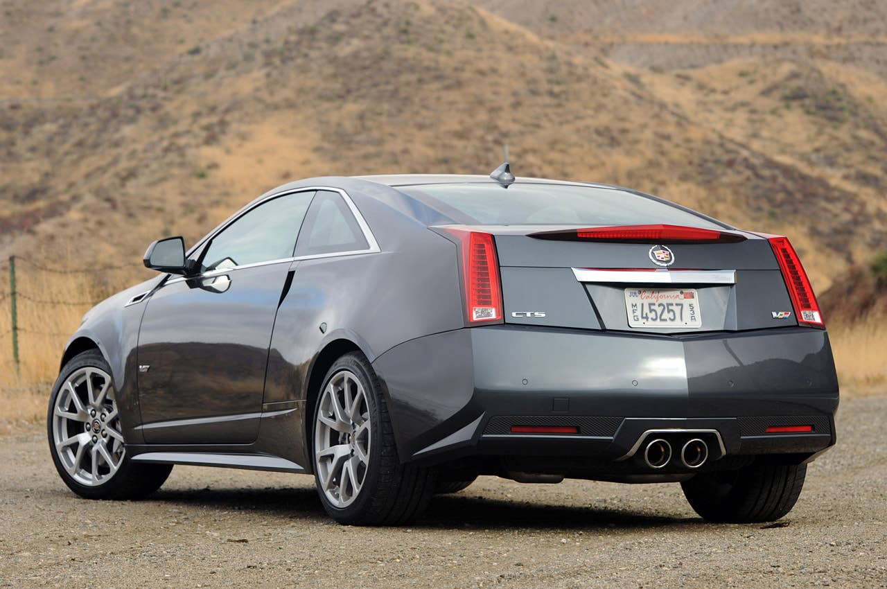2011 Cadillac CTS-V Coupe rear 3/4 view