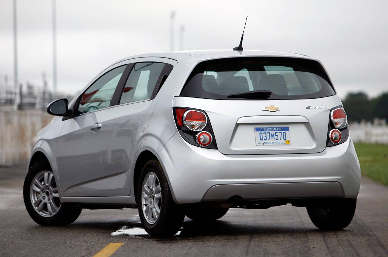 2012 Chevrolet Sonic rear 3/4 view