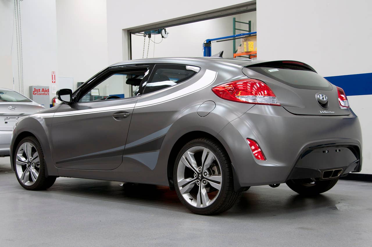 2012 Hyundai Veloster rear 3/4 view