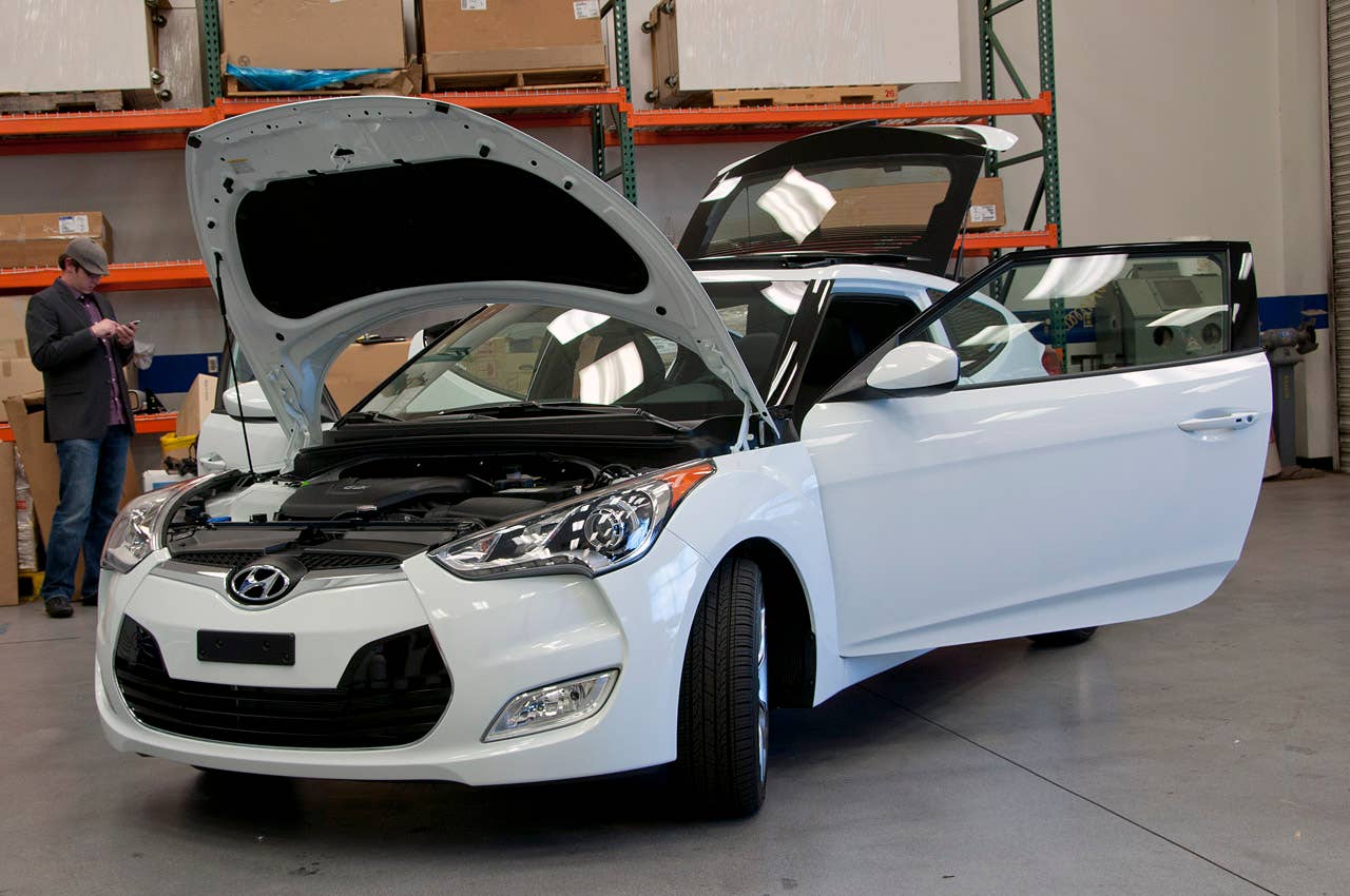 2012 Hyundai Veloster front 3/4 view