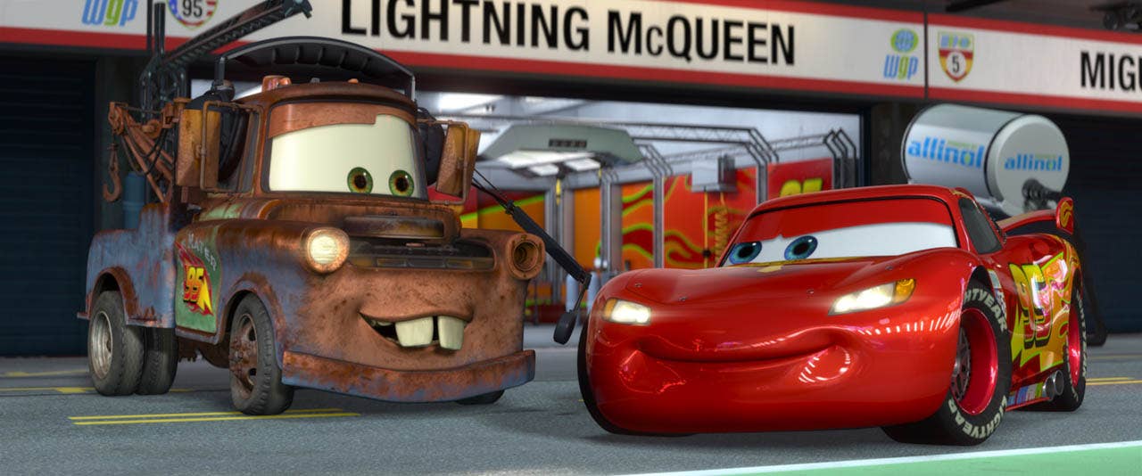 CARS 2: (L-R) Mater (voice by Larry the Cable Guy), Lightning McQueen (voice by Owen Wilson)